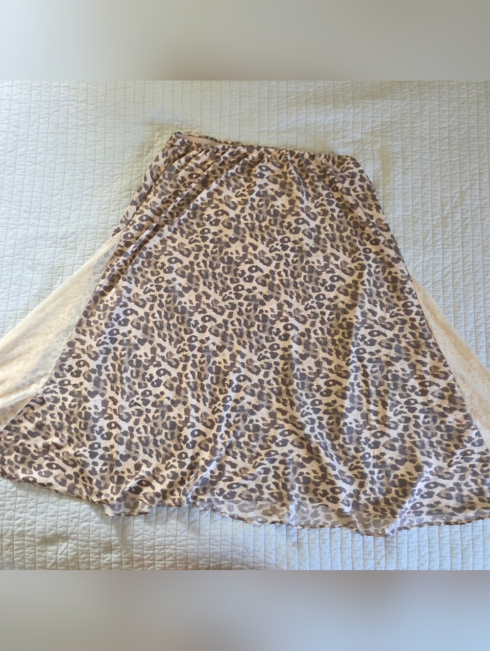 Aerie Leopard Print Satin Maxi Skirt with Lace Detail - XL - New With Tags!!